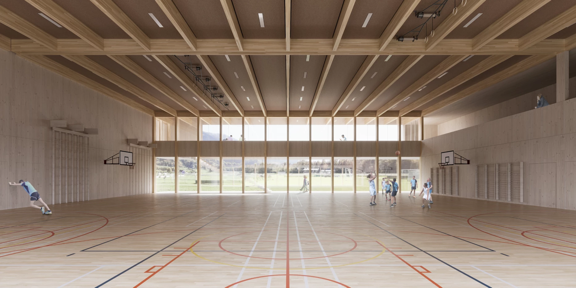 Competition for a multi-sports hall, gym in Fribourg, Geneva architects, corpus architecture urbanisme
