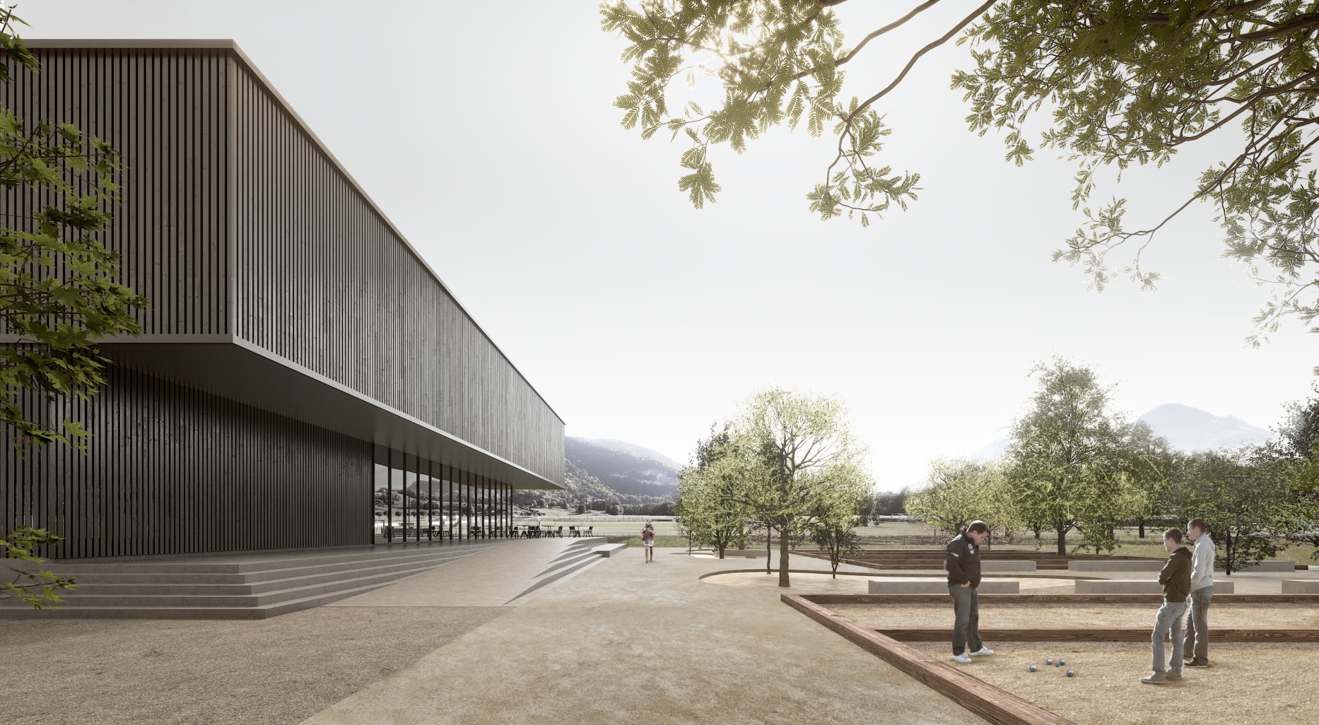 Competition for a multi-sports hall, gym in Fribourg, Geneva architects, corpus architecture urbanisme