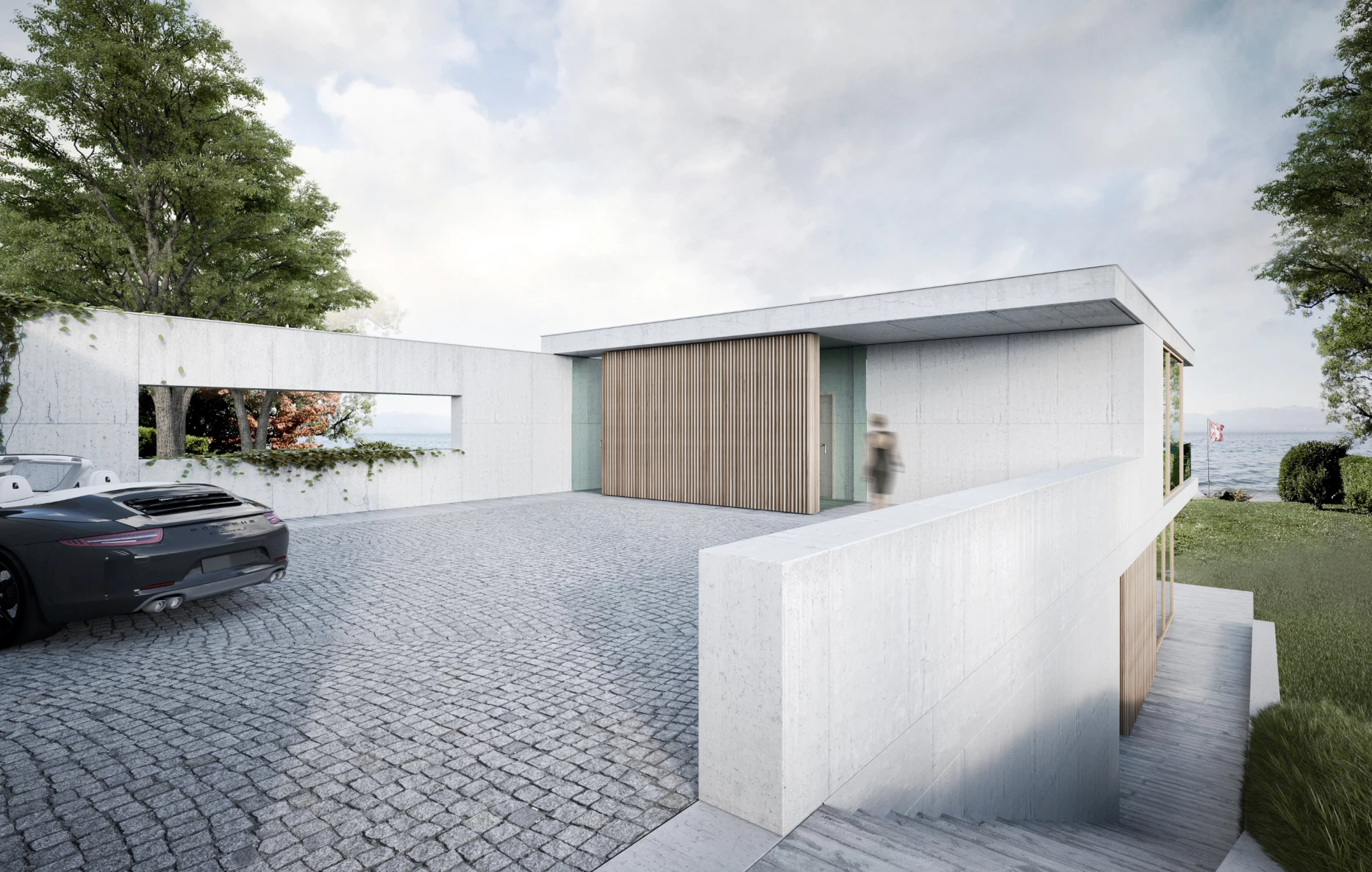 Construction d'une villa familiale au bord du lac léman, bureau d'architectes à Genève, corpus architecture urbanisme