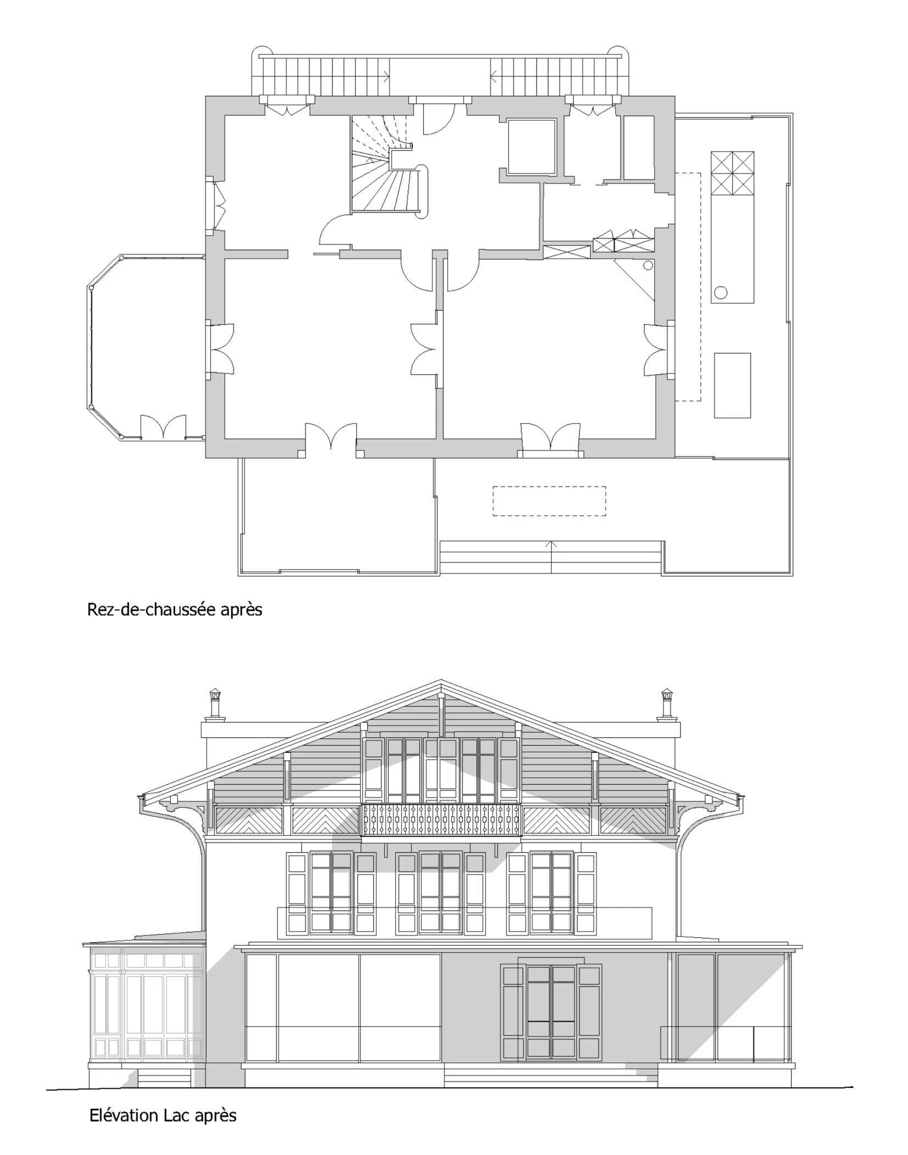 Renovation and conversion of a lakeside house on a protected site, Geneva architects, corpus architecture urbanisme