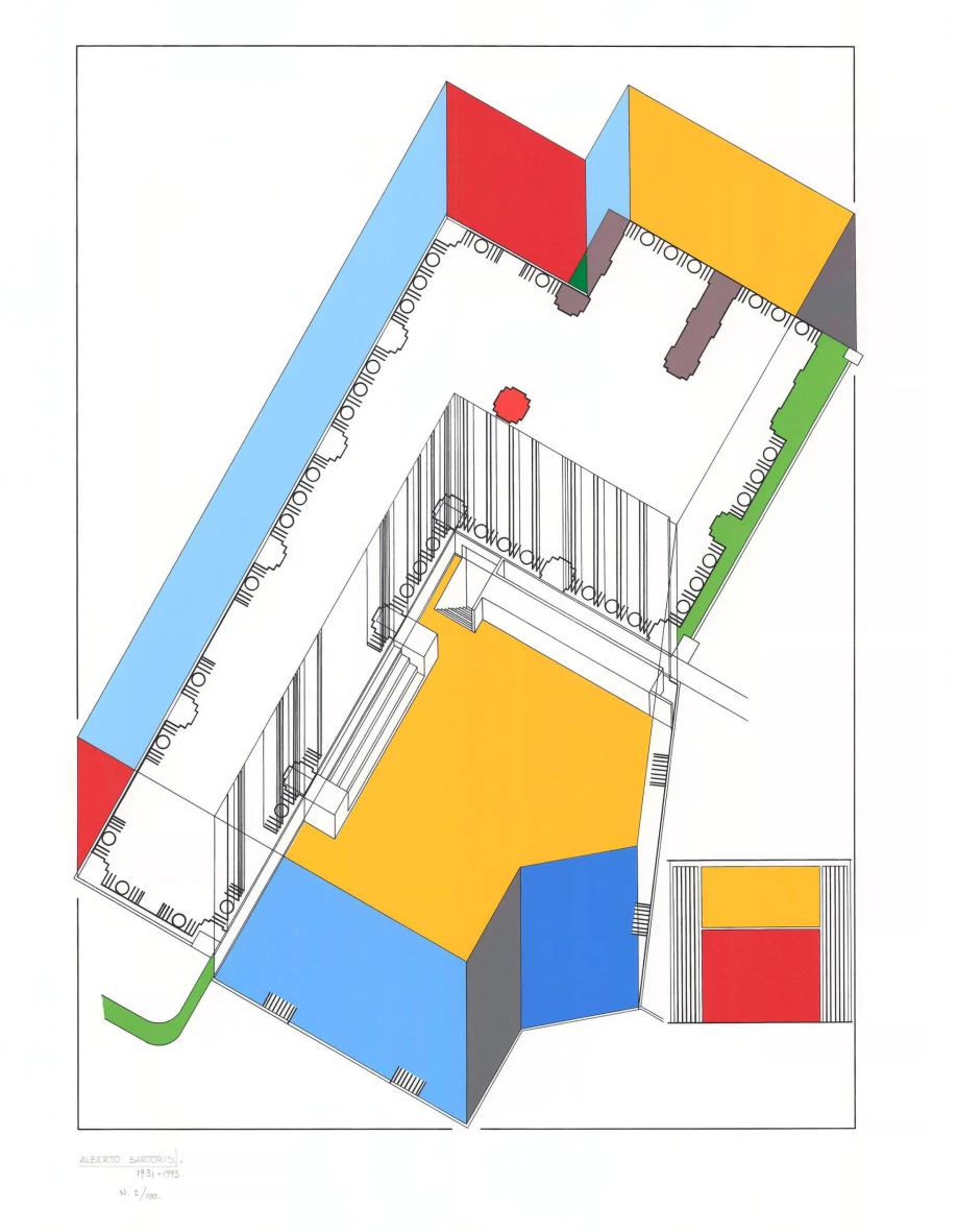 Drawing by Alberto Sartoris, epfl, bureau d'architectes à Genève, corpus architecture urbanisme