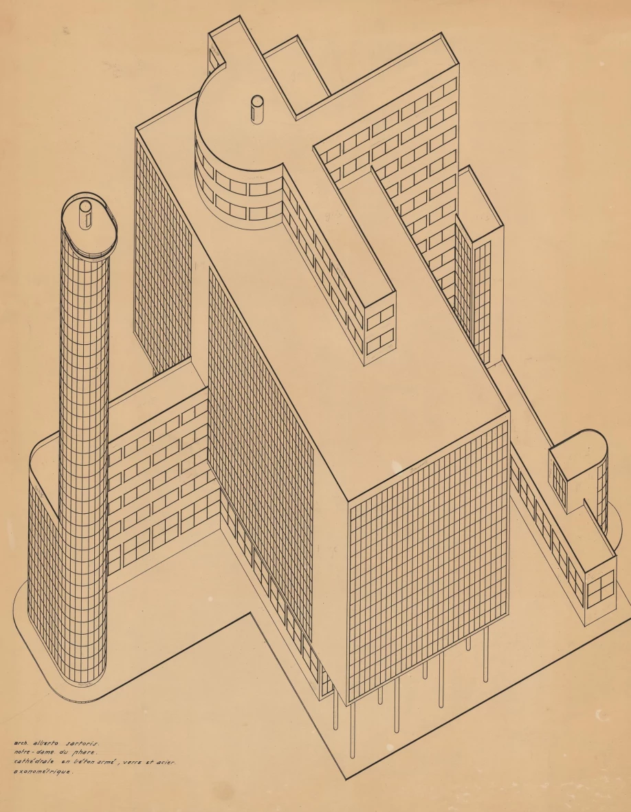Drawing by Alberto Sartoris, epfl, bureau d'architectes à Genève, corpus architecture urbanisme