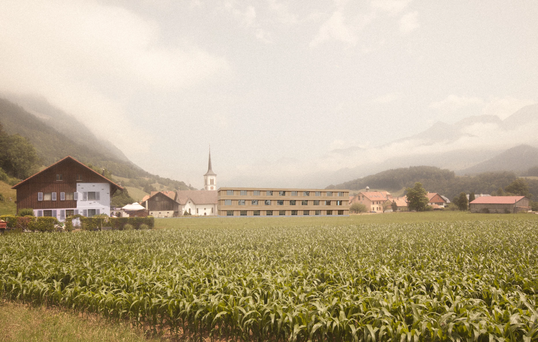 Competition for a village school, architectural firm in Geneva, corpus architecture urbanisme