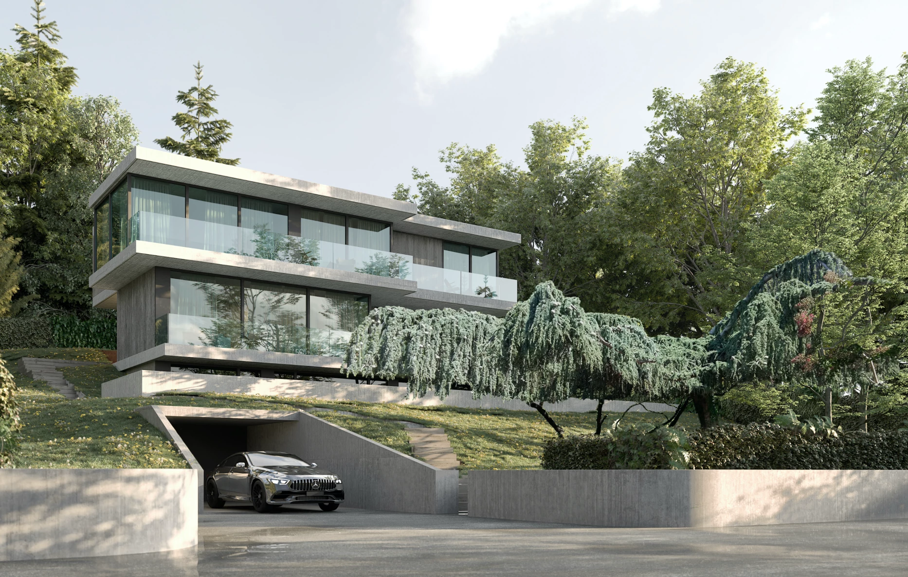 Projet architectural pour une maison au bord du lac Léman, bureau d'architectes à Genève, corpus architecture urbanisme