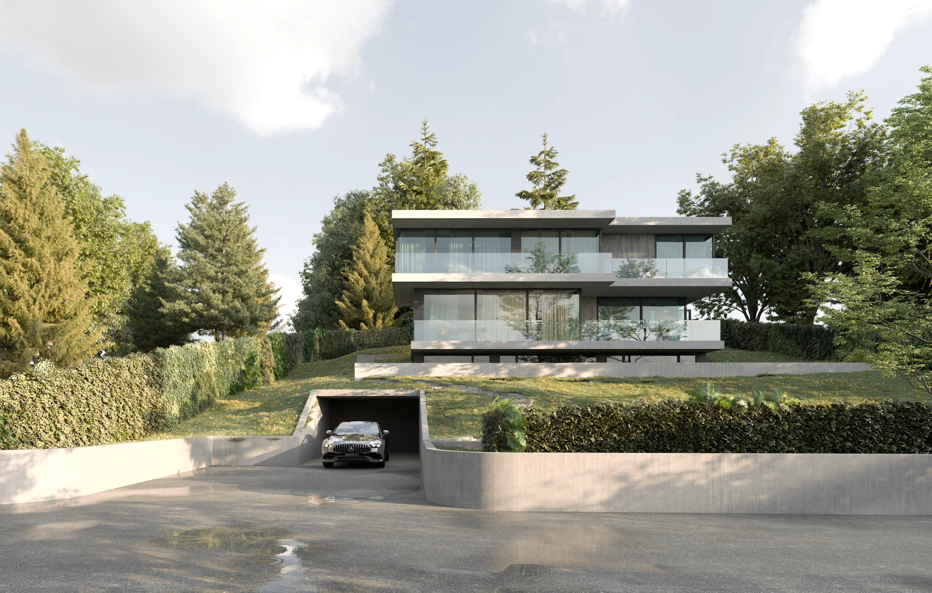 Projet architectural pour une maison au bord du lac Léman, bureau d'architectes à Genève, corpus architecture urbanisme