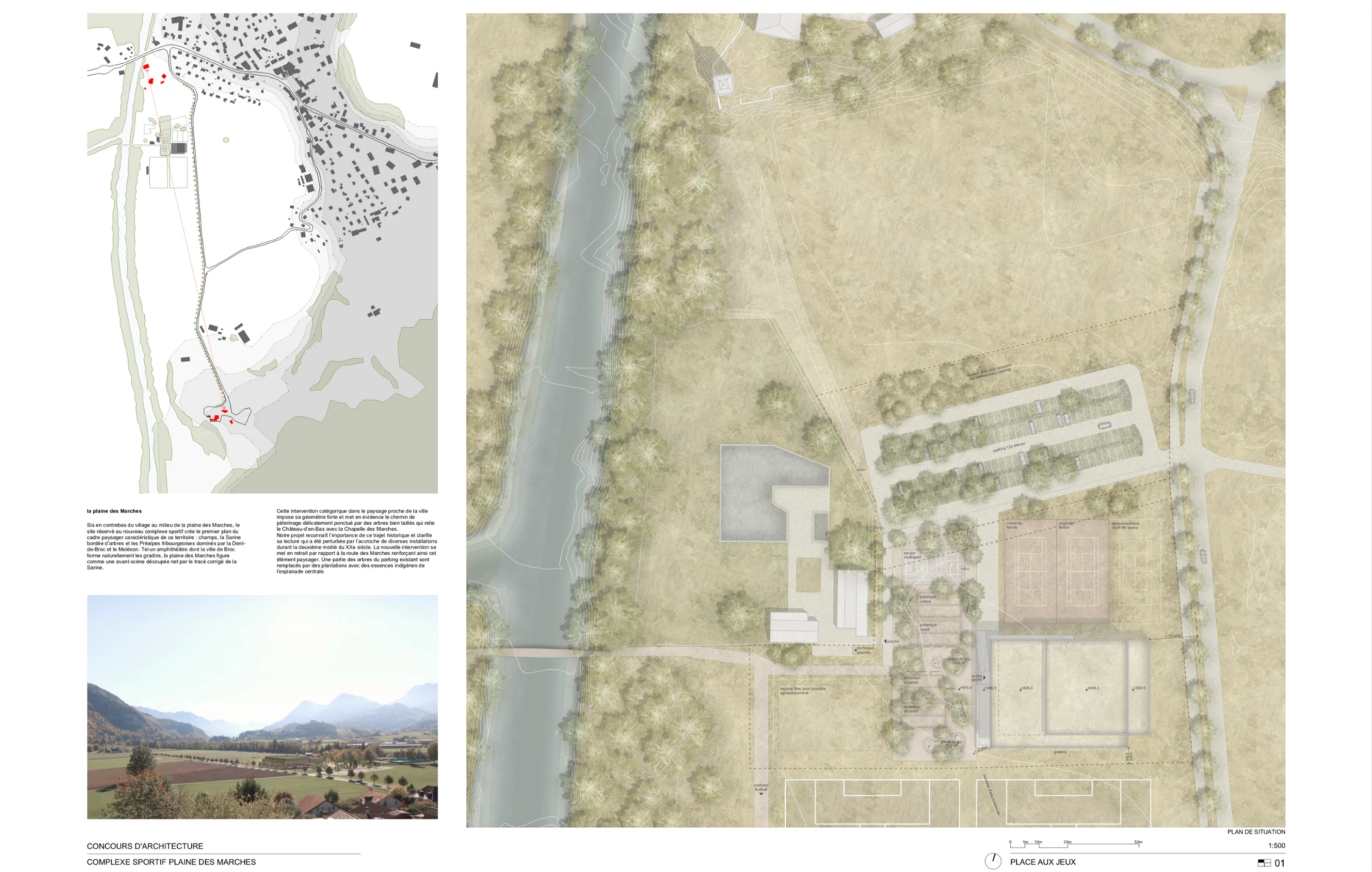 Competition for a multi-sports hall, gym in Fribourg, Geneva architects, corpus architecture urbanisme
