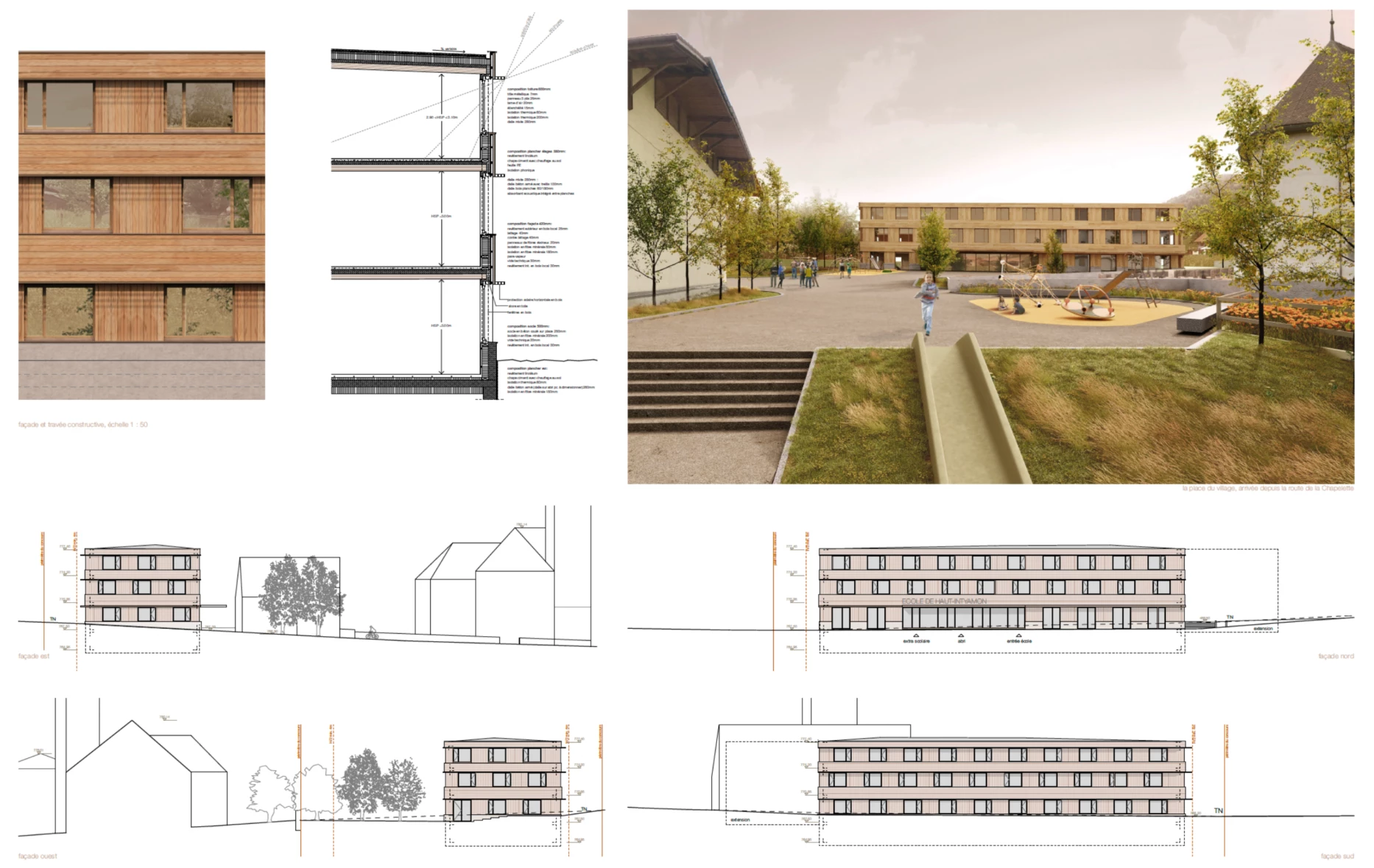 Competition for a village school, architectural firm in Geneva, corpus architecture urbanisme