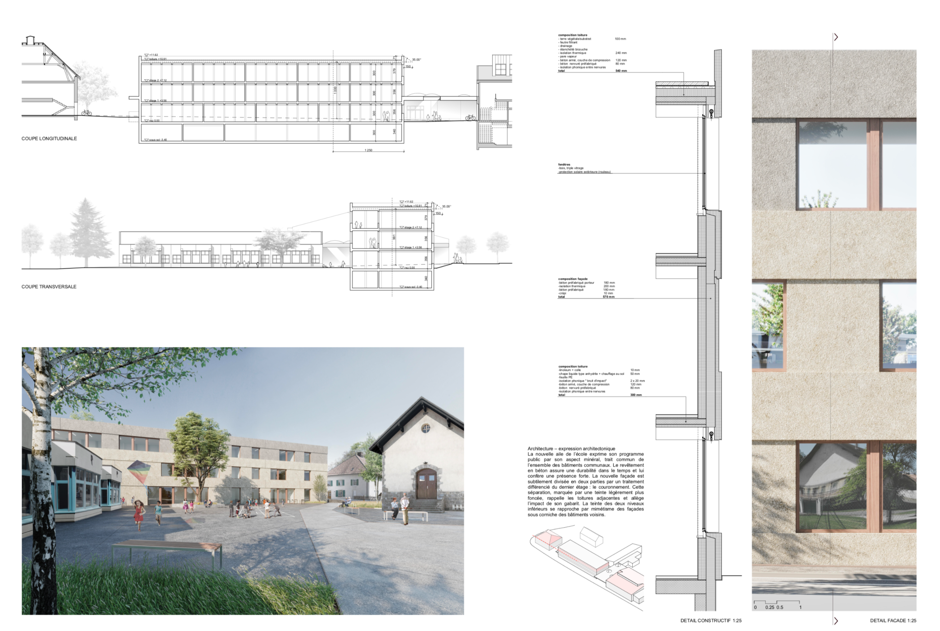 Concours pour l'extension d'une école communale à Genève, bureau d'architecture à Genève, corpus architecture urbanisme