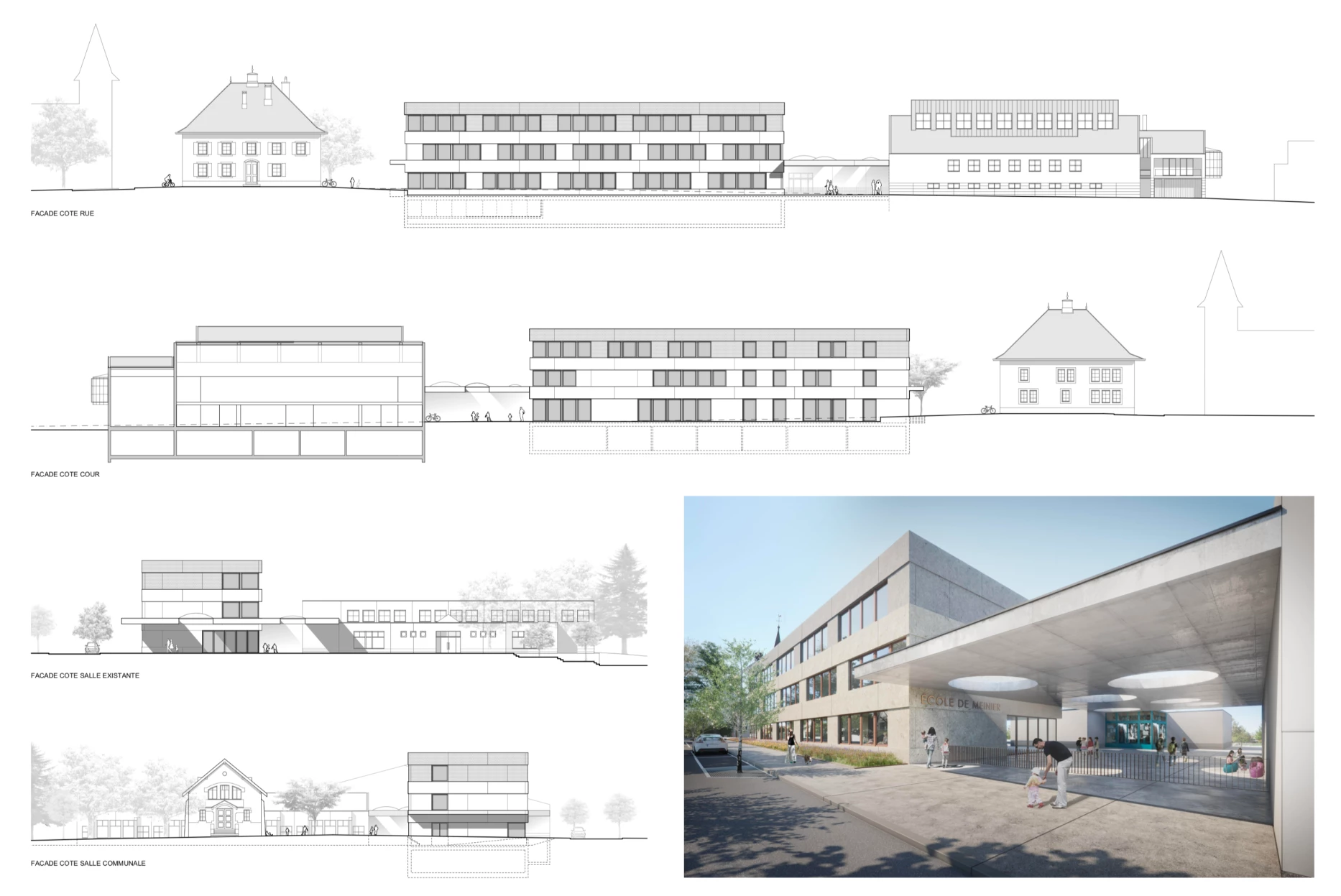 Concours pour l'extension d'une école communale à Genève, bureau d'architecture à Genève, corpus architecture urbanisme