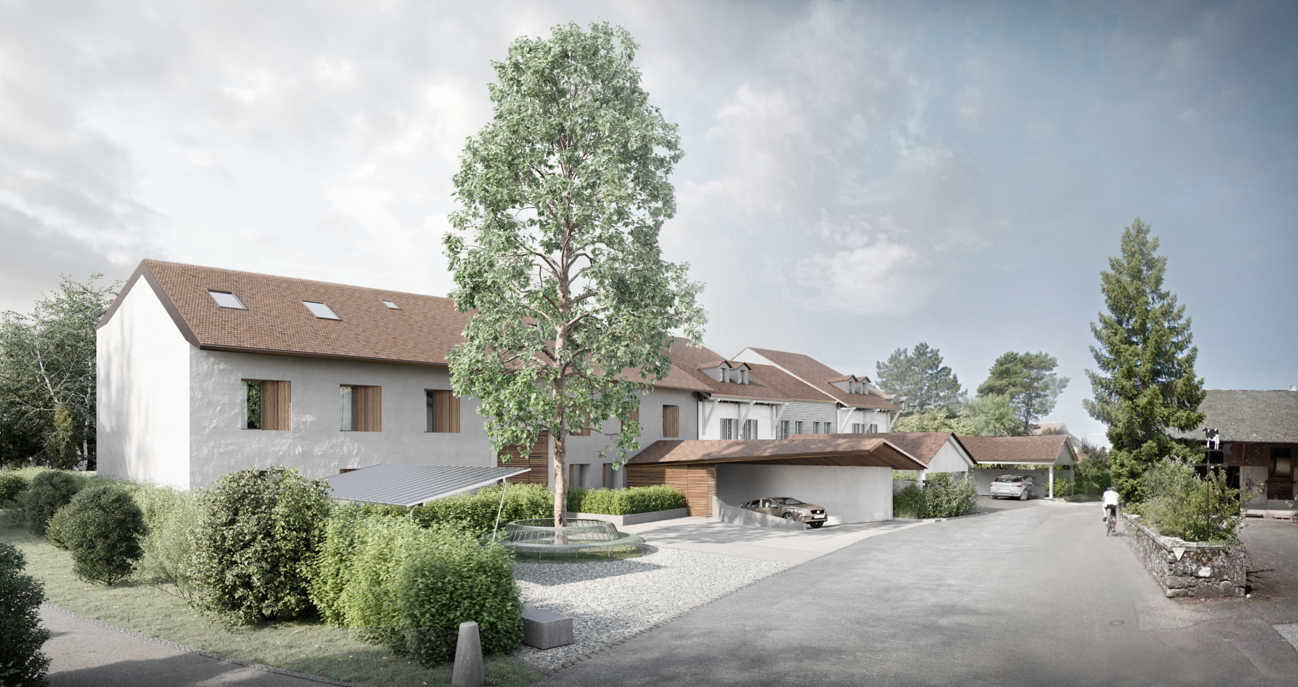 Construction of a new residential building in Lullier, architects office in geneva, corpus architecture urbanisme