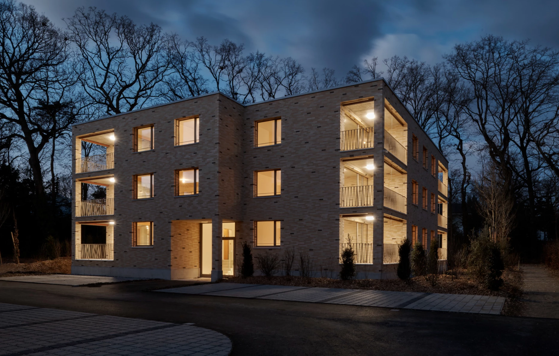 Construction of 3 brick flat blocks in Bellevue, Geneva, corpus architecture urbanisme