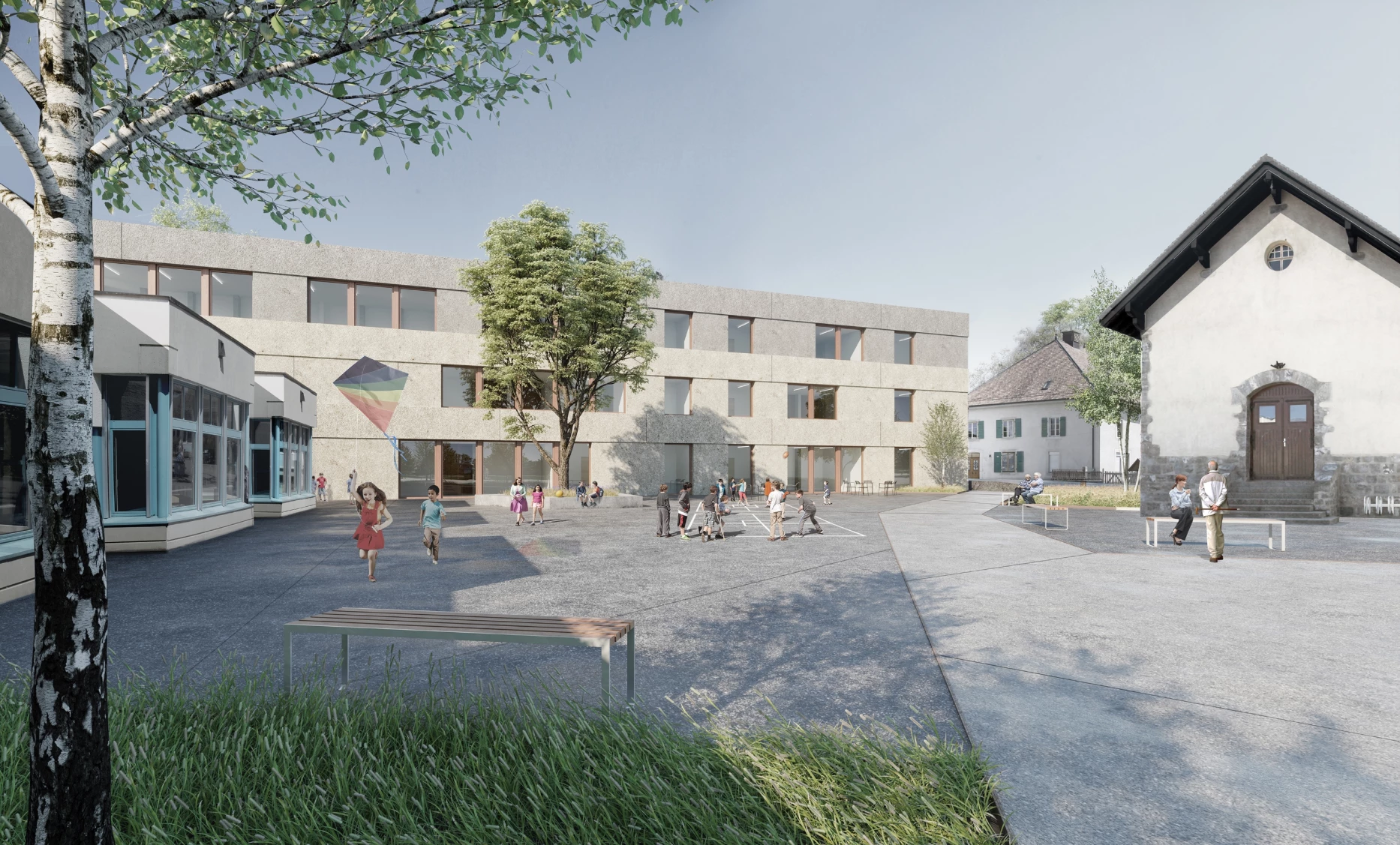 Concours pour l'extension d'une école communale à Genève, bureau d'architecture à Genève, corpus architecture urbanisme