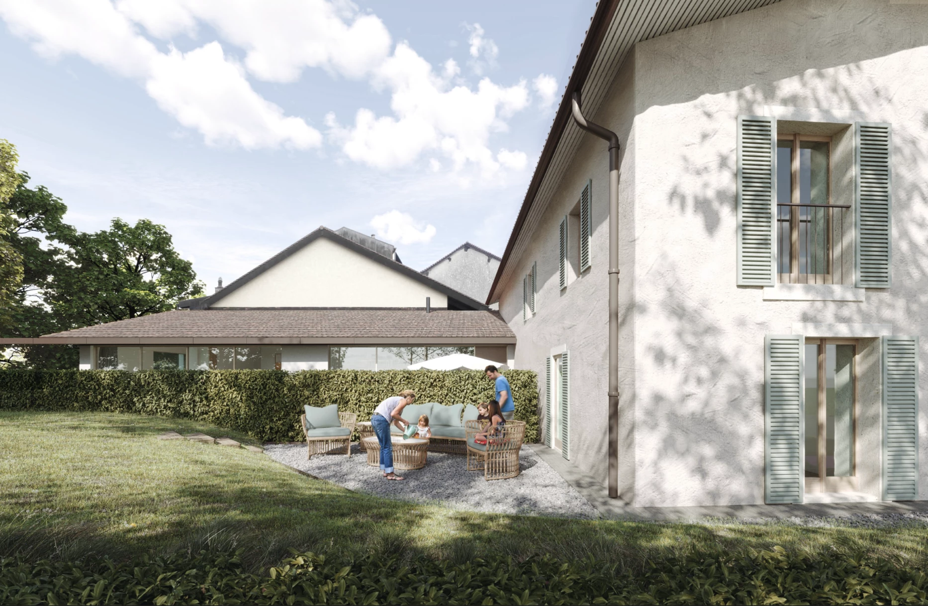 Transformation d'une maison villageoise en deux appartements, bureau d'architecte à Genève, Corpus architecture urbanisme