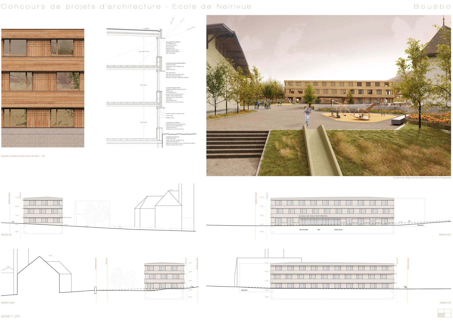 Competition for a village school, architectural firm in Geneva, corpus architecture urbanisme