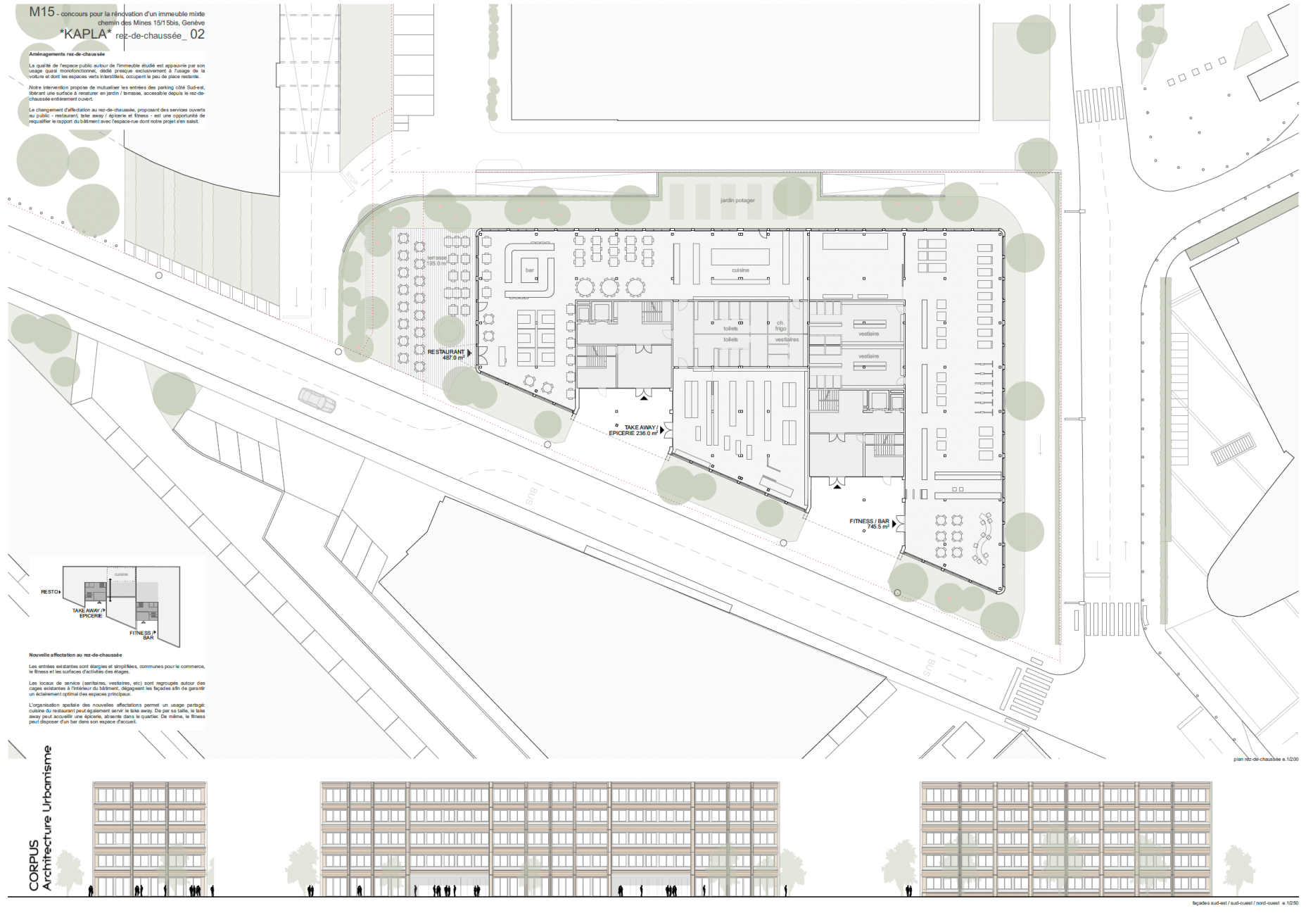 Concours pour la rénovation énergétique d'un immeuble mixte, Bureau d'architectes à Genève, corpus architecture urbanisme
