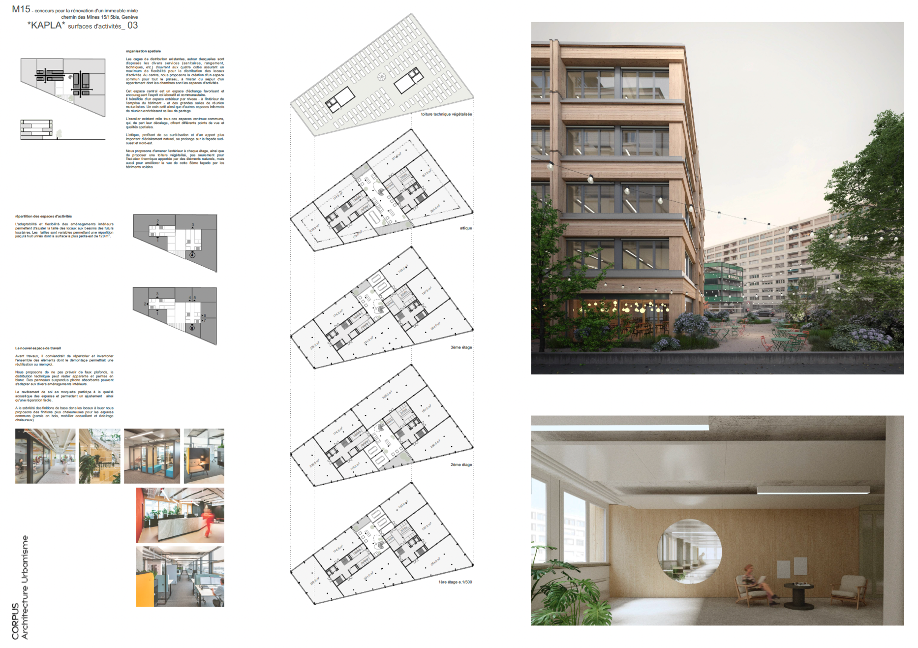 Concours pour la rénovation énergétique d'un immeuble mixte, Bureau d'architectes à Genève, corpus architecture urbanisme