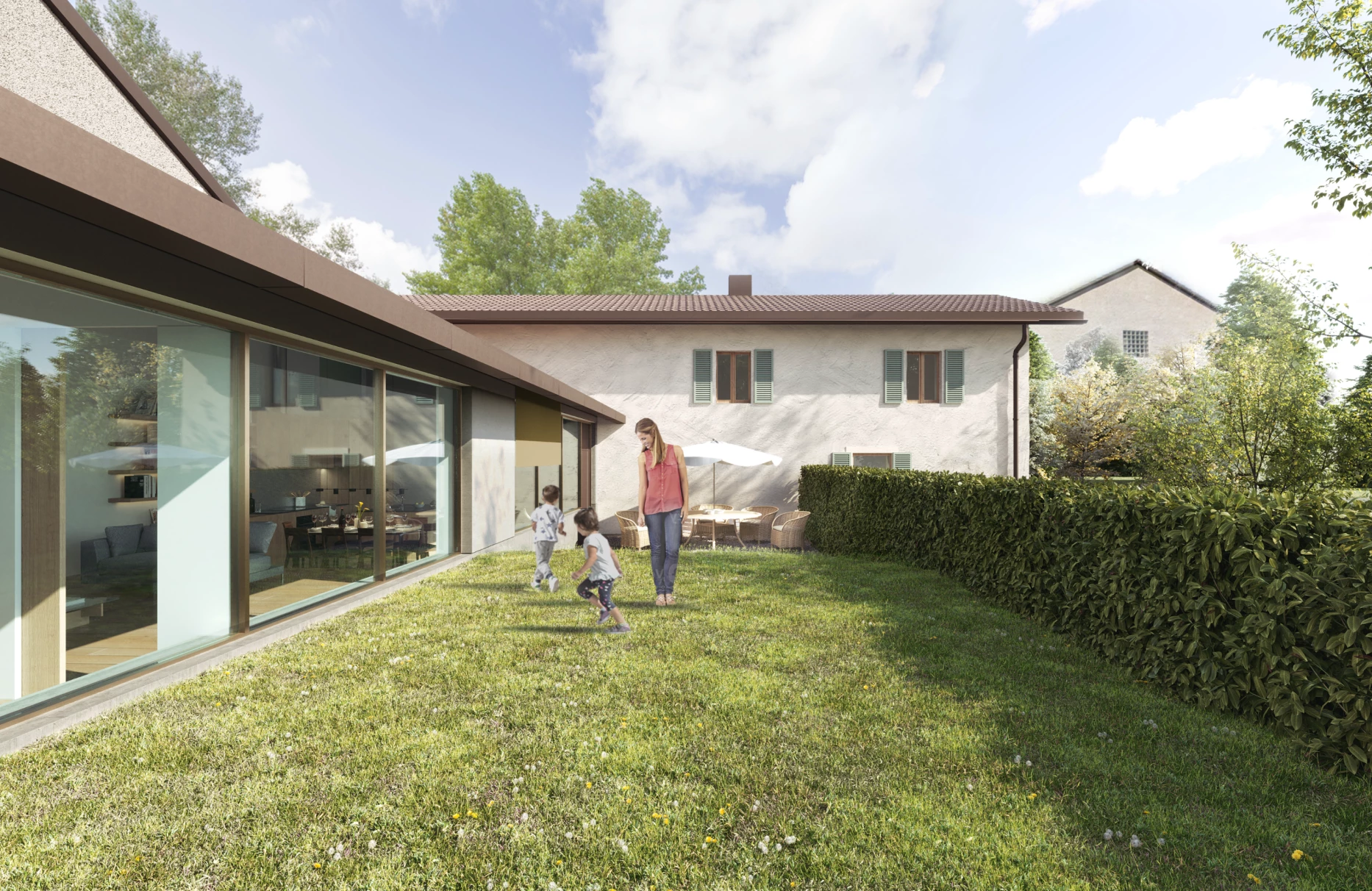 Transformation d'une maison villageoise en deux appartements, bureau d'architecte à Genève, Corpus architecture urbanisme