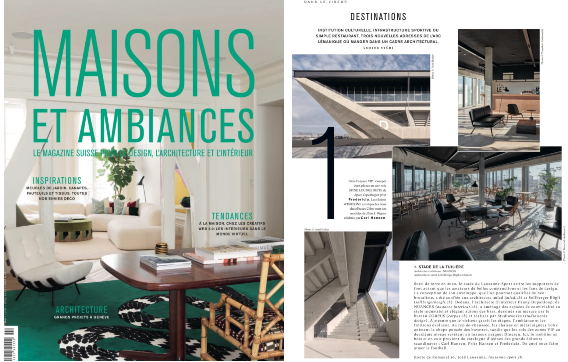 Interior design of the Tuilière football stadium in Lausanne, Geneva architects, corpus architecture urbanisme