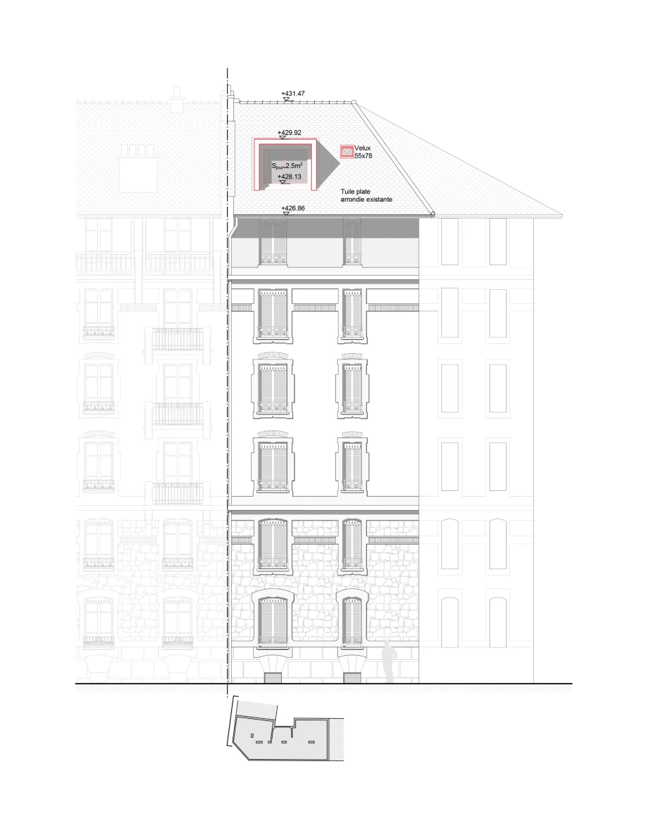 Tranformation d'appartements dans les combles d'un immeuble patrimonial à Genève, bureau d'architectes à Genève, corpus architecture urbanisme